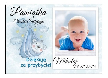 FOTO MAGNES Podziękowanie dla gości ze zdjęciem Chrzest Roczek 10x7cm O17