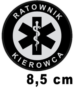 RATOWNIK KIEROWCA naszywka emblemat odblaskowy z nadrukiem 8,5 cm