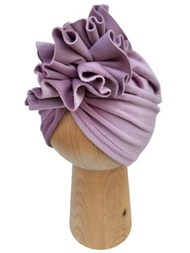 Czapka Welurowa Turban Welur Brudny Róż 48-51cm