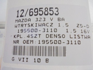 MAZDA 323 V BA VSTŘIKOVAČE 195500-3110 1,5 16V KPL.4SZT