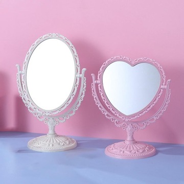 Настольное зеркало для макияжа, вращение на 360 градусов Зеркало для макияжа с розовым сердцем