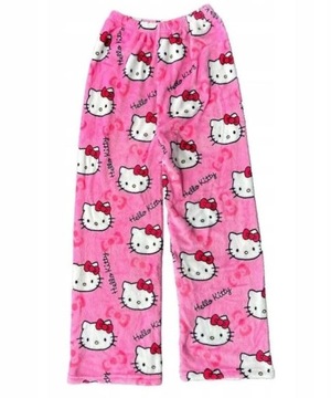 KOBIETA GRUBY CIEPŁY FLANELA SPODNIE OD PIŻAMY HELLO KITTY MIĘKKIE S-3XL