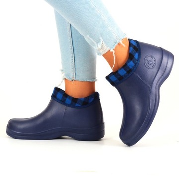 KALOSZE DAMSKIE GUMOWCE PIANKOWE OCIEPLANE KRÓTKIE