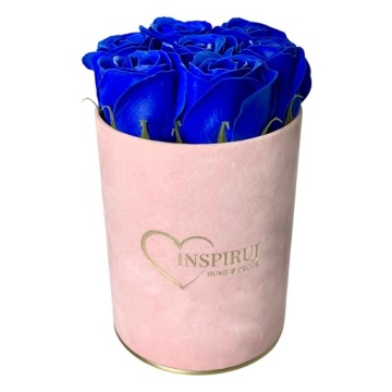 Цветочная коробка с мыльными цветами Подарок цветы мыло роза Велюровая коробка