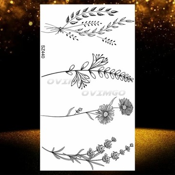 Small Purple Lavender Leaf Temporary Tattoos For Women Arm Clavicle Tatoo S