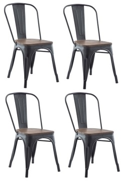 4x krzesło metal siedzisko drewno nowoczesne loft