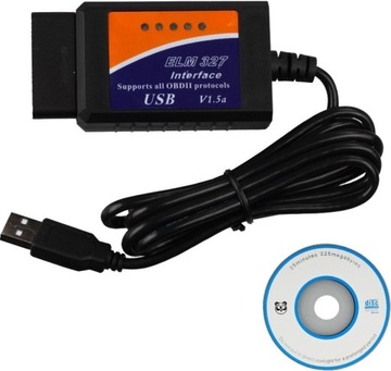 Диагностический USB-интерфейс ELM 327, кабель OBD II elm327