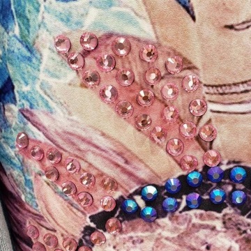 ДЖИНСОВАЯ КУРТКА С ЦВЕТАМИ ВИНТАЖ СТИЛЬ БОХО XL