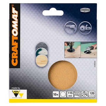 Craftomat Krążek papier na rzep 115mm P120 10 szt