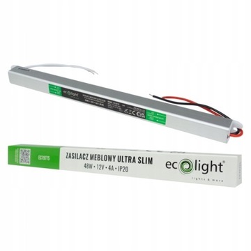 Zasilacz LED Transformator Do Taśmy LED COB SMD Meblowy 4A 48W 12V