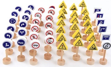 50 szt x2 DUŻE DREWNIANE ZNAKI DROGOWE DWUSTRONNE