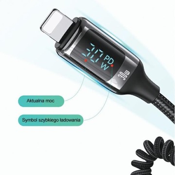 USAMS лад. один. C37 1xUSB+1xUSB-C 60 Вт + освещение 30 Вт PD+QC Кабель быстрой зарядки