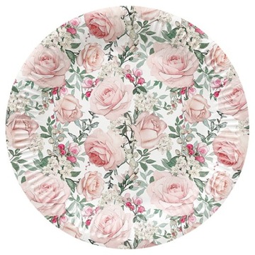 Talerzyki papierowe Gorgeous Roses, 18cm, 8szt., PAW