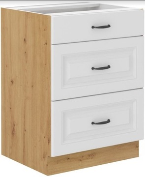 Szafka 60 dolna 3 szuflady Premium biały mat artisan Stilo SmartBox
