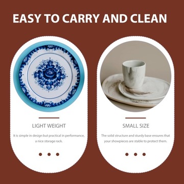 Подставка для тарелок с деревянным декором, складная витрина