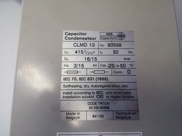 Конденсатор ABB CLMD 13 16/15 квар 400В