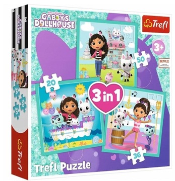 Puzzle Koci Domek Gabi Aktywności 3w1 Trefl 3 Niezależne Układanki 3+