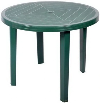 ZIELONY MOCNY OKRĄGŁY STÓŁ OGRODOWY PLASTIKOWY 90cm OPAL