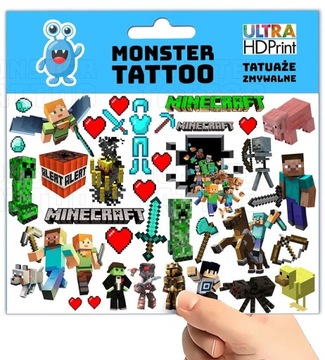 МОЮЩИЕСЯ ВРЕМЕННЫЕ ТАТУ ДЛЯ ДЕТЕЙ ДЕТСКИЕ ОРИГИНАЛЬНЫЕ УЗОРЫ MINECRAFT