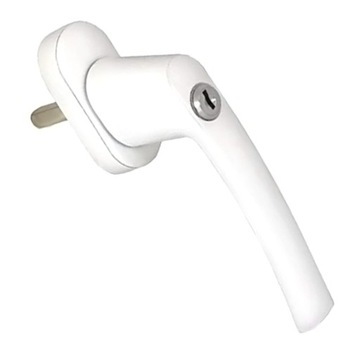 Оконная ручка с замком с ключом, белый ЗАМОК БЕЗОПАСНОСТИ