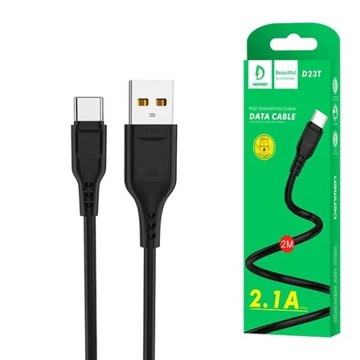 KABEL PRZEWÓD USB TYP-C ŁADOWARKA 2,1A 2M DANE