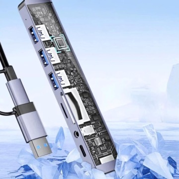 ДОК-СТАНЦИЯ-КОНЦЕНТРАТОР USB-C С АДАПТЕРОМ USB-A - КАРДРИДЕР + 5 ПОРТОВ USB