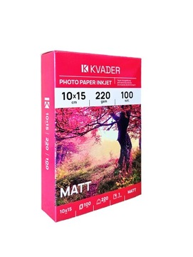 KVADER PAPIER FOTOGRAFICZNY A6 DO ZDJĘĆ FOTO 10x15 MATOWY 220g 100 szt