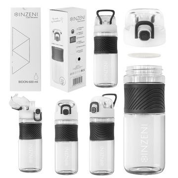 Bidon na wodę, sok, butelka INZENI 0,6l Tritan BPA FREE biały