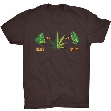 Indica Sativa Koszulka Marihuana Cannabis Zioło