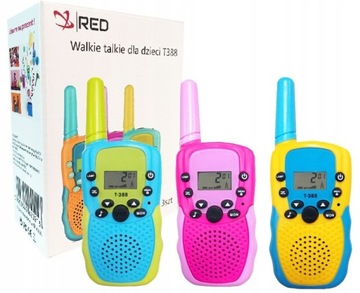 WALKIE TALKIE DLA DZIECI KRÓTKOFALÓWKA RED T-388 ZESTAW 3SZT