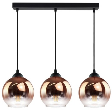 Lampa Wisząca Trzy Kule Miedziane Transparentne