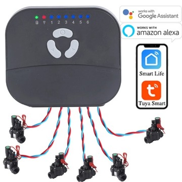 Sterownik nawadniania Ogrodu 6 STREF WiFi Tuya Smart Z ZASILACZEM !!!