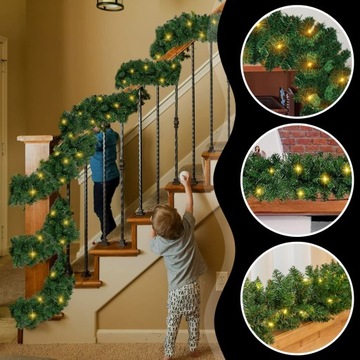 ИСКУССТВЕННАЯ РОЖДЕСТВЕНСКАЯ ЕЛКА ГИРЛЯНД 100 СВЕТОДИОДНЫХ ЦЕПИ ЗЕЛЕНАЯ ТОЛЩИНА 270 см