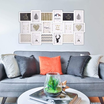 БОЛЬШАЯ РАМКА 18 ФОТОГРАФИЙ PHOTORAMA 101x52 см МУЛЬТИ ФОТОГАЛЕРЕЯ КОЛЛАЖ БЕЛЫЙ