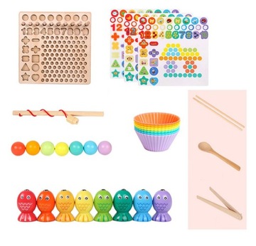 Головоломка Деревянные Блоки Шарики Рыбки Монтессори