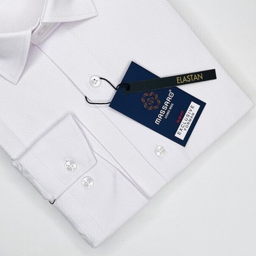 Biała koszula męska z delikatnym strukturalnym tłoczeniem do garnituru slim