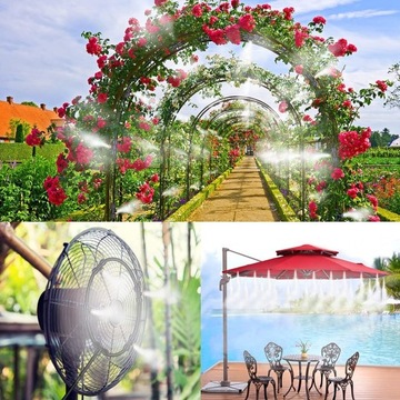 ВЕНТИЛЯТОР, СИСТЕМА ТУМЫВАНИЯ ТЕРРАСЫ С РАСПЫЛИТЕЛЕМ ВОДЫ + ШЛАНГ 5 М