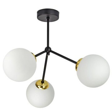 LAMPA WISZĄCA SUFITOWA ŻYRANDOL Czarna ZŁOTA KULE