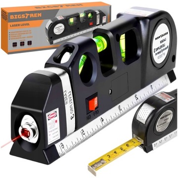 POZIOMICA LASEROWA Z MIARKĄ 250 cm LASER 3 LIBELKI 15 m LASER KRZYŻOWY