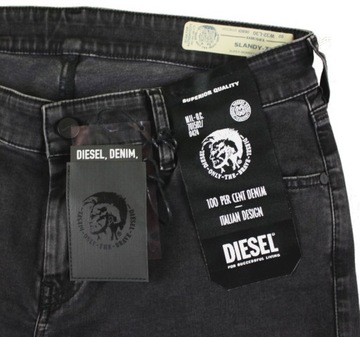 Diesel Slandy Zip jeansy damskie rurki z zamkami 00SPUI-0680I oryg. W32/L32