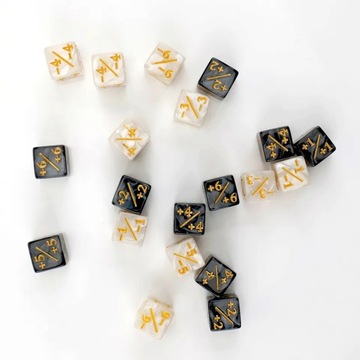 ZESTAW 10 KOSTEK K6 1,6 CM RPG LICZNIK BONUSÓW POZYTYW + NEGATYW MTG