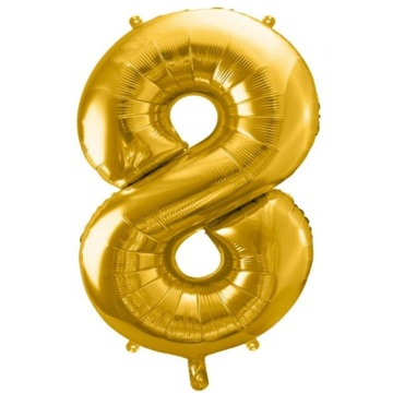 BALON CYFRA ZŁOTA NUMER FOLIOWY URODZINY OSIEM 8 ROCZNICA XXL 71 CM ZŁOTO