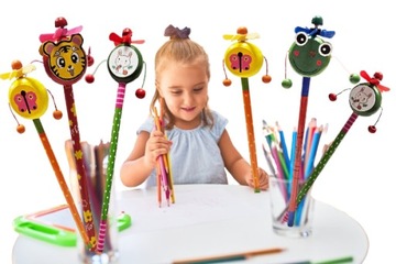 OŁÓWEK DREWNIANY 22CM MIX WZORÓW I KOLORÓW WIATRACZEK E2202 EMAJHURTOWNIA