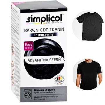 SIMPLICOL FARBA DO UBRAŃ TKANIN BARWNIK INTENSYWNY CZARNY DO PRALKI 560G DE
