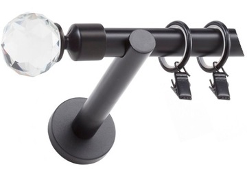 ЧЕРНЫЙ ОДИНАРНЫЙ КАРДИН 19 мм 180 см С БЕСШУМНЫМИ КОЛЕСАМИ