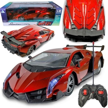 LAMBORGHINI VENENO ŚWIECI AKUMULATOROWY Światła Przód Tył Zdalnie Sterowany