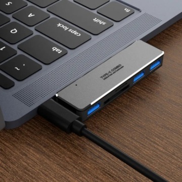 Адаптер HUB USB C, адаптер-разветвитель microSD SD + наклейка