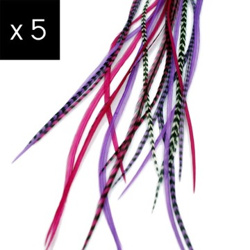 5 Piórka do Włosów - zestaw Queen