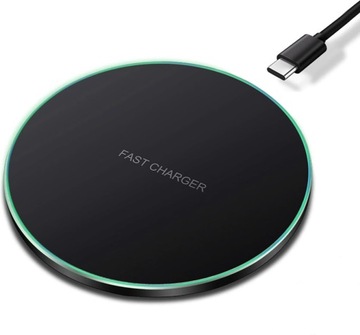 БЫСТРОЕ ИНДУКЦИОННОЕ ЗАРЯДНОЕ УСТРОЙСТВО МОЩНОСТЬЮ 15 ВТ ДЛЯ ВСЕХ ТЕЛЕФОНОВ + КАБЕЛЬ USB-C QI