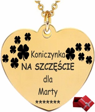 NASZYJNIK Z KONICZYNKĄ NA SZCZĘŚCIE SERCE IMIĘ GRAWER 2 W1 GRATIS G0052